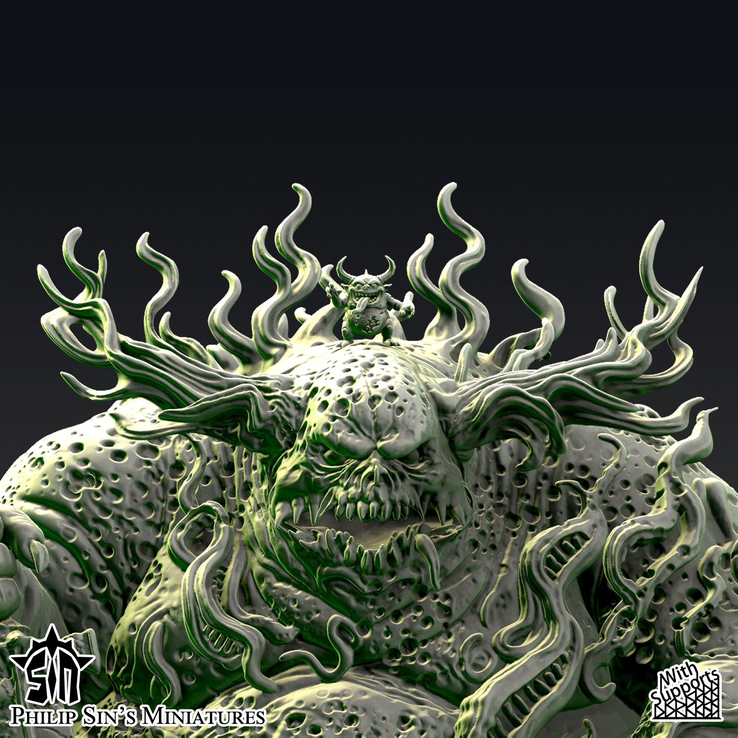 Plague Greater Daemon Miniature – 141mm Resin Boss Model | 32mm Scale Grimdark Tabletop Monster | Chaos Plague Demon Proxy