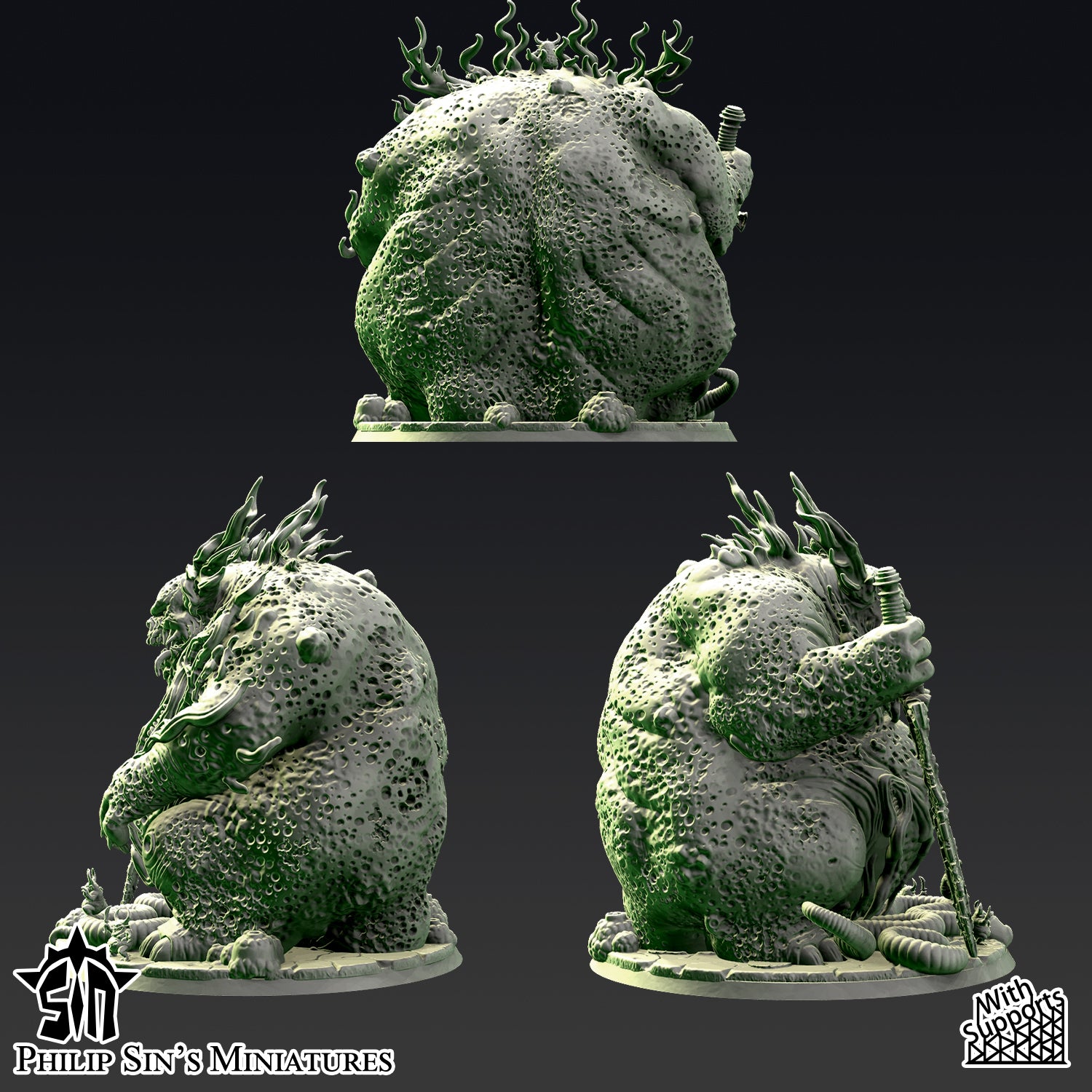 Plague Greater Daemon Miniature – 141mm Resin Boss Model | 32mm Scale Grimdark Tabletop Monster | Chaos Plague Demon Proxy